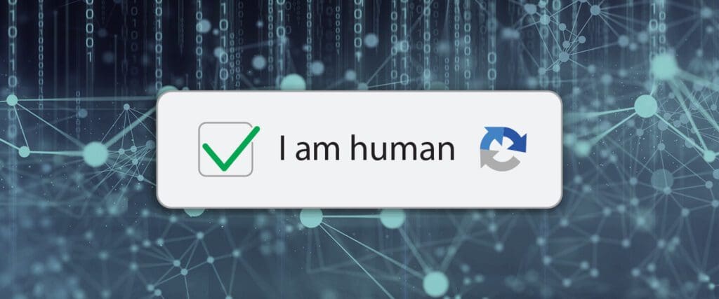 I am human check box over a digital background